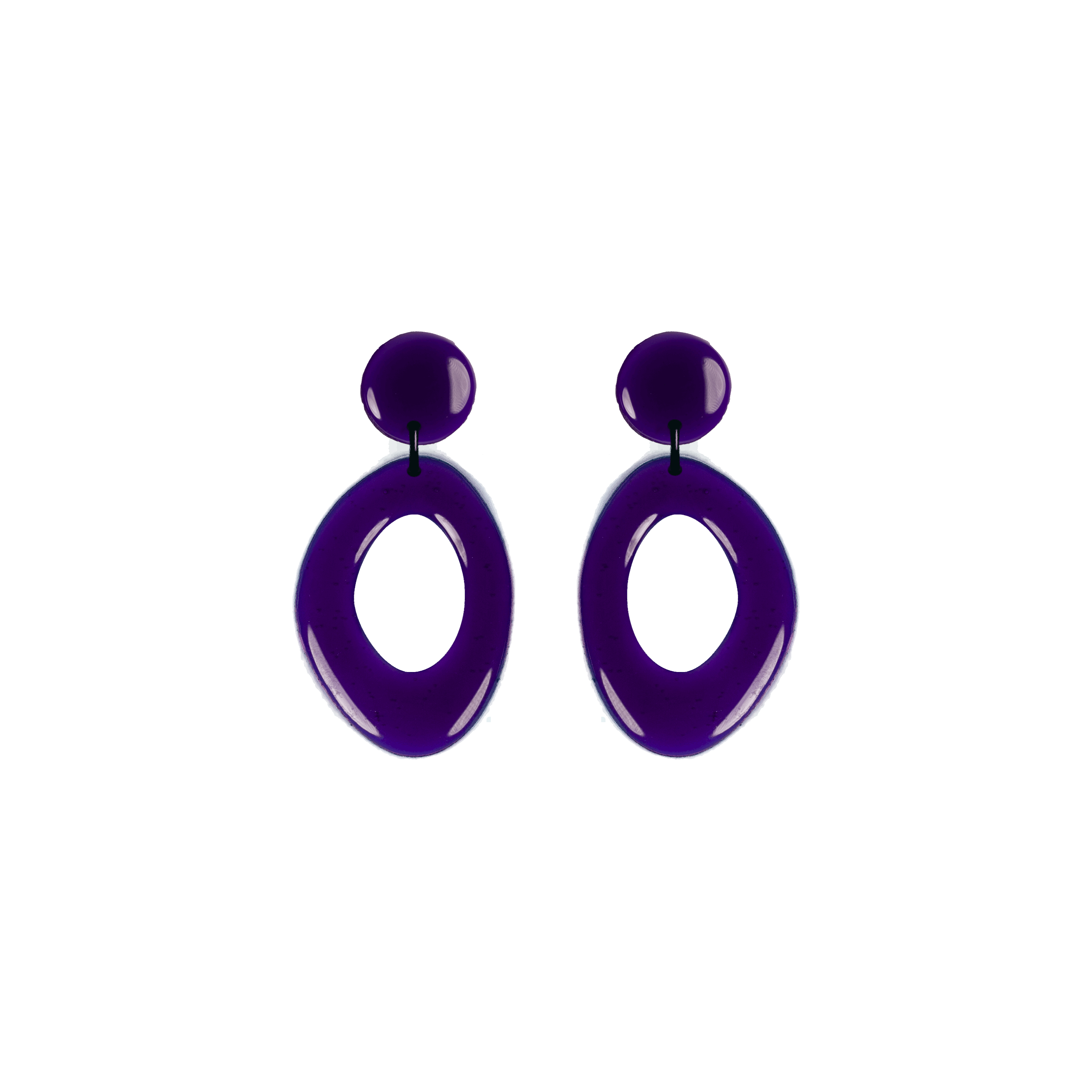 Boucles d'oreilles pendantes de forme  "ovale" pour oreilles percées couleur violet