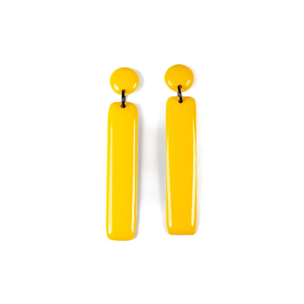 Boucles d'oreilles pendantes de style "linéa" pour oreilles percées de couleur jaune