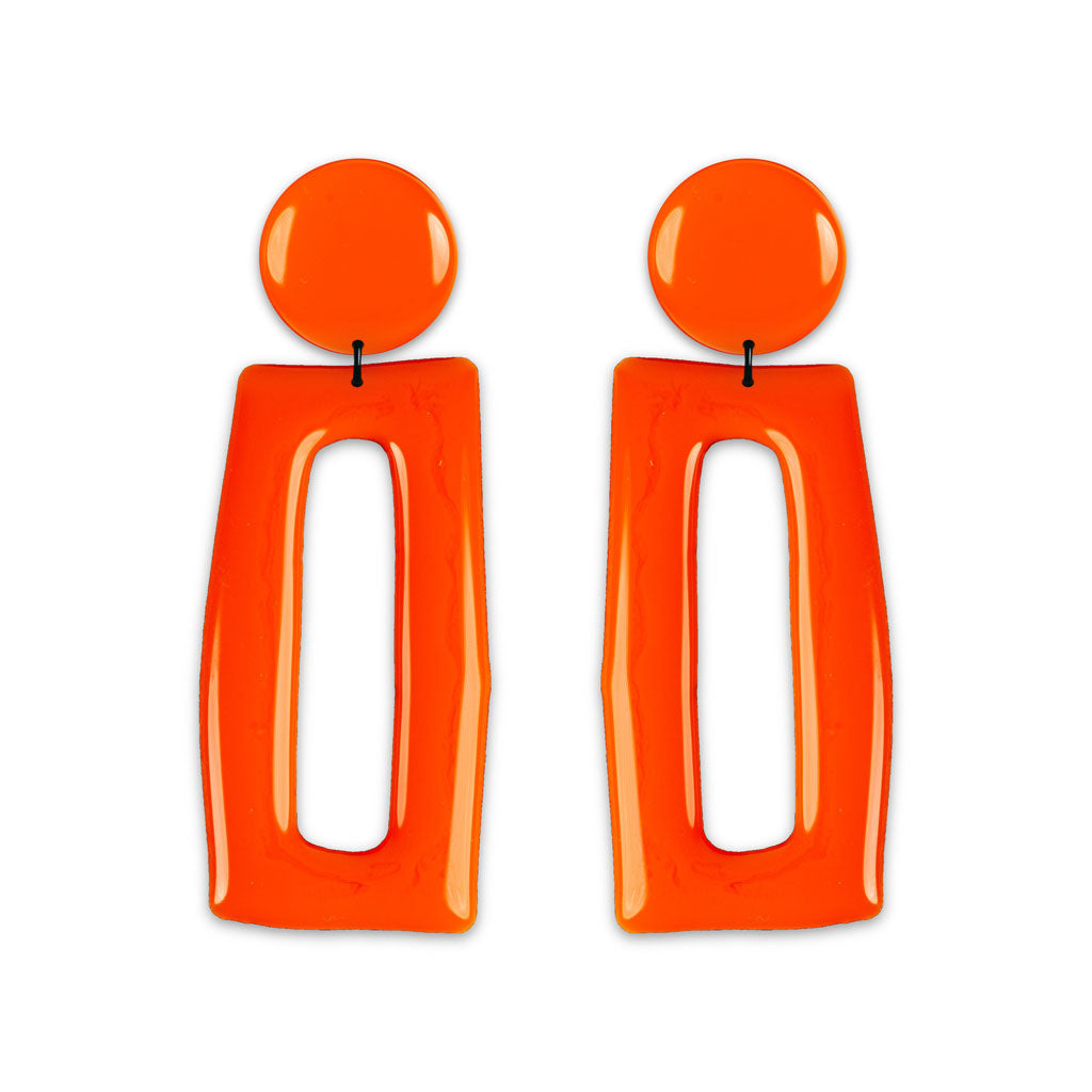 Boucles d'oreilles style rectangle de couleur orange